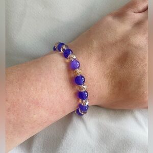 Handmade Purple and champagne Beaded Bracelet